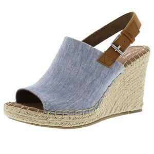 Blue and Tan Wedge Sandals (NEW WITH TAGS)
